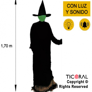 MUECA BRUJA COLOR CON LUZ Y SONIDO 170 CM HALLOWEEN X 1